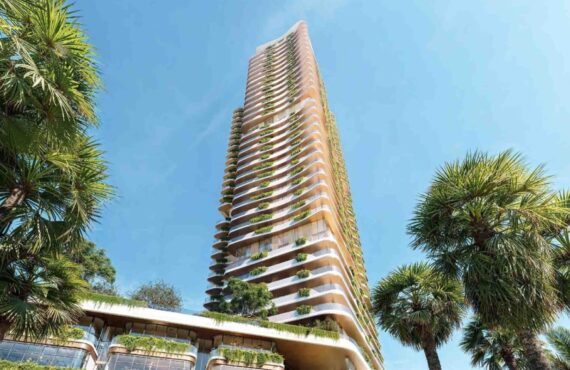 Talea high-rise tower with glass facade in daytime view