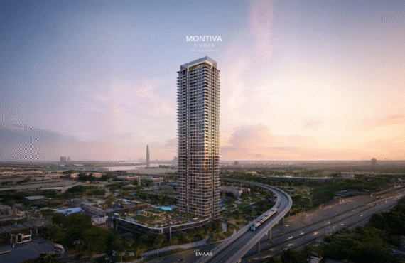 Modern façade of Montiva by VIDA at Dubai Creek Harbour