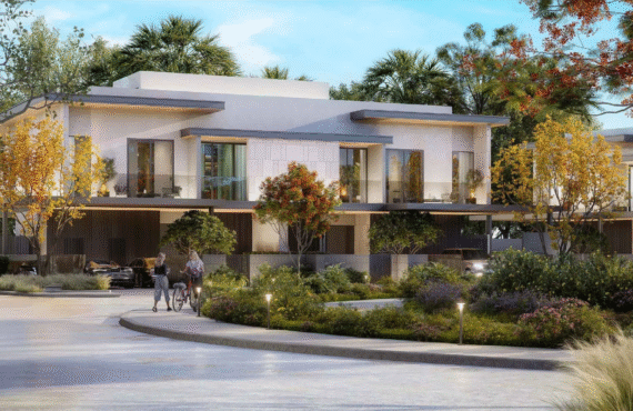 Ultra-modern 4-bedroom estate home exterior at Pinewood Estate Homes by Wasl.