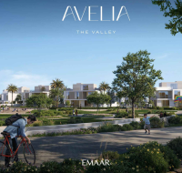 Top-down view of a long, serpentine swimming pool surrounded by palm trees, sun umbrellas, and modern low-rise residential buildings.