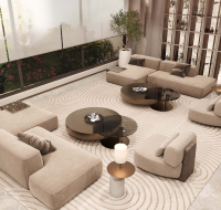 Stylish building lobby with marble accents