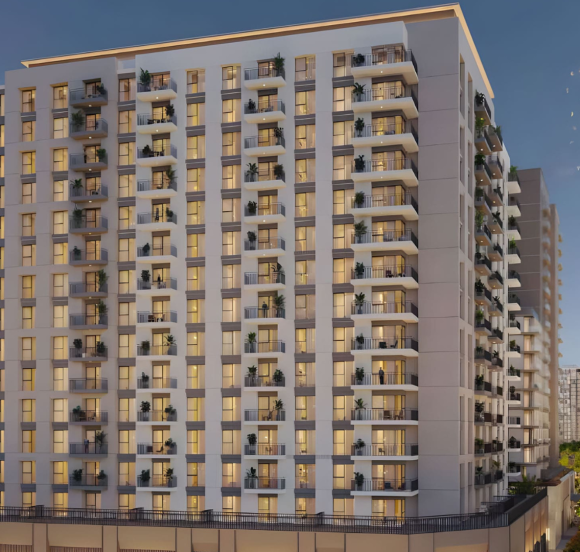 Camden tower exterior with modern design and glass accents