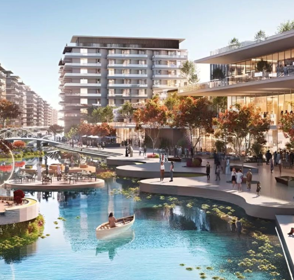 A close-up shot of a contemporary living room inside a Capri 1 apartment, highlighting the spacious layout and high-quality finishes