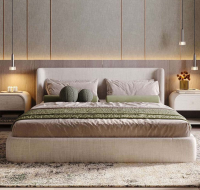 Cozy bedroom with stylish decor and natural lighting