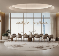 Spacious living area overlooking cityscape