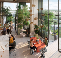 Spacious, modern fitness center with gym equipment and large windows, common in Distrikt wellness spaces