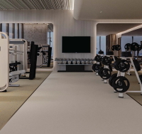 Modern gym with weights and exercise equipment