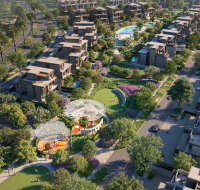 Family-friendly outdoor area with water features