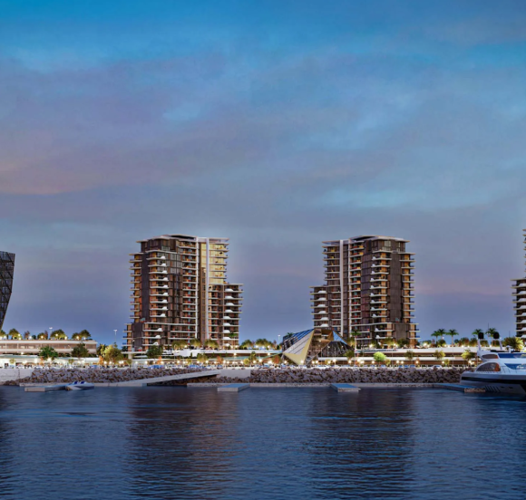 The modern Portside Square project featuring three high-rise residential towers and contemporary architectural design.