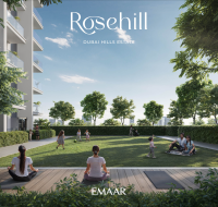 Contemporary residential towers rising above green walking trails and fitness zones