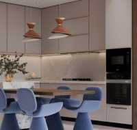 Compact kitchen with dining table and built-inside