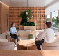 Spacious balcony views overlooking landscaped urban community