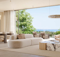 Aerial view of Dubai Maritime City surrounded by greenery and sea