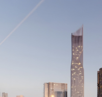 Living room in Tiger Sky Tower apartment with panoramic Business Bay views