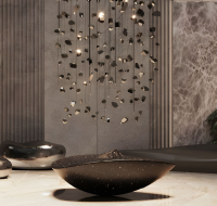 Stylish lobby area with contemporary furniture and lighting